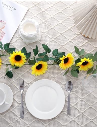 Artificial Sunflower Garland Decor, Silk Fake Sunflower Hanging Wreath Vines Flowers Garland for Outdoor Home Summer Party Table Wall Wedding Baby Shower Birthday Decor (6 Pack,8ft) - Image 5