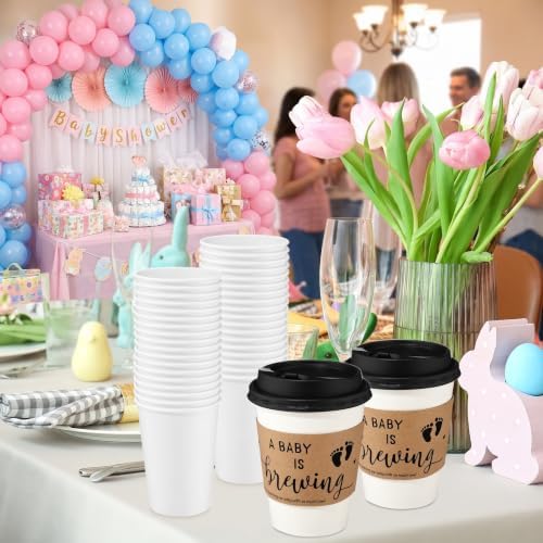 Jingmore a Babys Is Brewing Coffee Cup Baby Shower, White, 50 Sets - Image 6