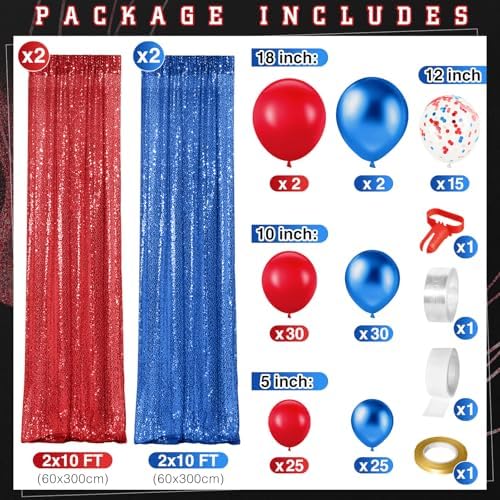 SmoothNovelty 137 Pcs Red White Blue Balloons Arch Kit Backdrop Red Blue - Image 2