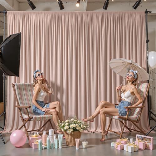 24x10FT Nude Backdrop Curtains for Wedding Parties, Wrinkle Free Polyester Photography Backdrop Drapes for Baby Shower Birthday Parties Stage Background Stand Decorations 4x10ft,6 Panels - Image 6