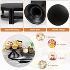 MACIFECI Cake Stand Set, Black Cake Stands For Dessert Table Including Dessert Tray, Metal Cupcake Display Stands Dessert Trays (Black) - Image 3