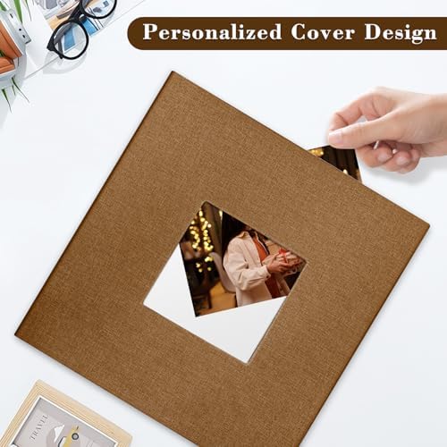 Large Photo Album Self Adhesive, DIY Scrapbook Album for 600 Photos, 13"x12.6" 120 Pages Brown Linen Cover Memory Book - Image 2