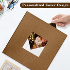 Large Photo Album Self Adhesive, DIY Scrapbook Album for 4x6 8x10 10x12 Pictures, 60 Pages Brown Linen Cover Memory Book, Ideal Gift for Family Wedding Baby Christmas Anniversary - Image 2