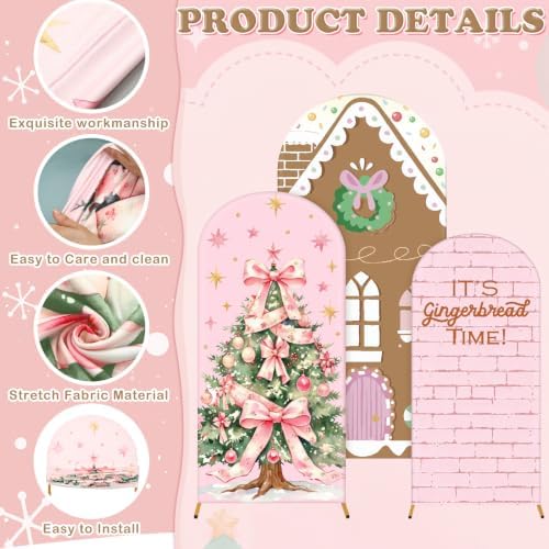 Moukeren 3 Pcs Pastel Pink Gingerbread Arch Cover 4ft 5ft 6ft Decor - Image 3