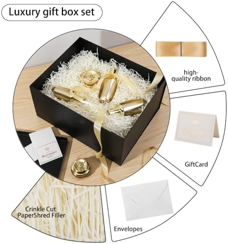 UoeRing 2Pcs Black Extra Large gift box with lids 16.5×13×8 Inches gift boxes for presents,Birthday Box (include Ribbon, Paper Shred Filler Gift Card & Envelopes) - Image 3