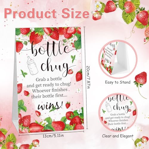 TrelaCo 20 Pcs Bottle Chug Game, Strawberry Baby Shower Favors, Pink - Image 2