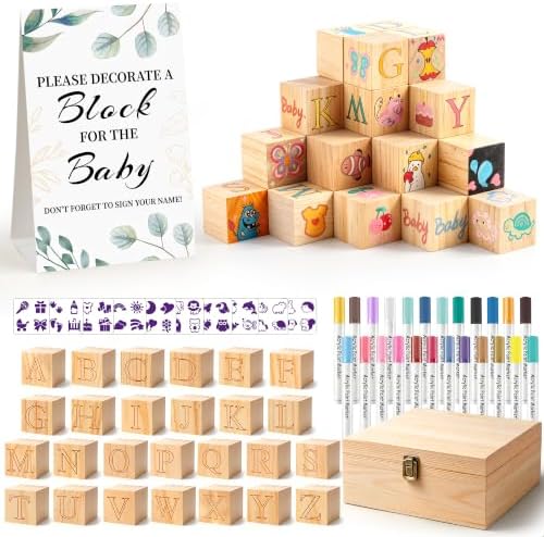 wookidel 118PCS Baby Shower Games Kit, Baby Blocks for Baby Shower by Wookidel