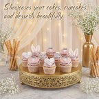 Wenqik 12 Inch Gold Cake Stand Metal Round with Cutter Spatula, Classic - Image 5