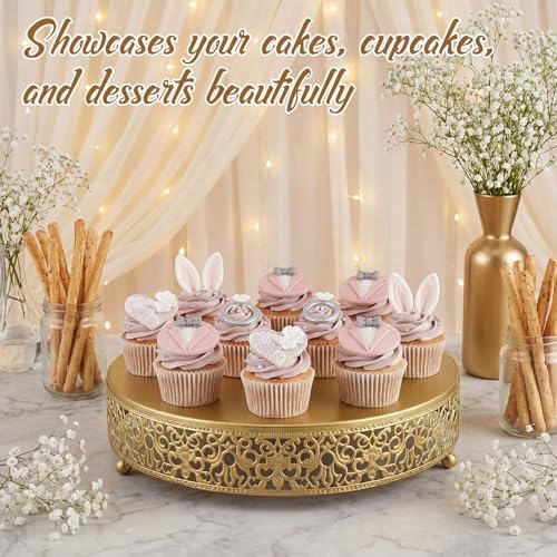 Wenqik 12 Inch Gold Cake Stand Metal Round with Cutter Spatula, Classic - Image 5