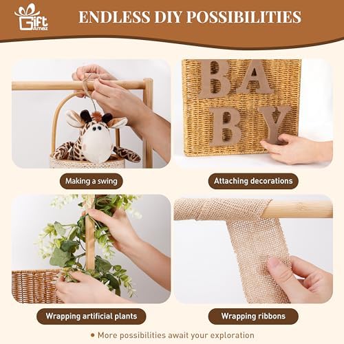 GiftAmaz Baby Shower Crate Closet, Large Hand-Woven Rattan Baby Basket - Image 5