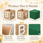 4 Sets Baby Shower Centerpieces for Table, 6 Inch Wood Boxes with Floral Foam Blocks Cube Planter Vase with Baby Letters for Babys Shower Gender Reveal Party Favor Table Decor(White) - Image 2