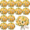 Tigeen 24 Bundles Peonies Artificial Flowers Faux Roses, Light Yellow by Tigeen
