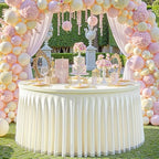 Ivory Tulle Tablecloths 48 Inch Spandex Round Table Cloths for Round Tables by WishCare