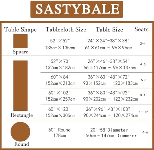 SASTYBALE Fall Rectangle Jacquard Tablecloth, Brown, 60"x120" - Image 5