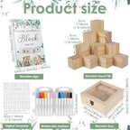 104Pcs Baby Shower Block Game Set, Funny Baby Shower Game Sign Kit with 12 Marker 48 Wood Cube 42 Stencils Wood Sign for Party - Image 2