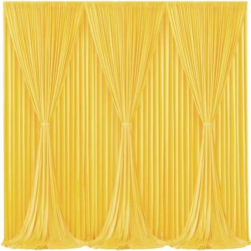Yellow Backdrop Curtains-Wrinkle-Free Polyester Photography Drapes Party Curtain Background for Baby Shower Wedding Decorations- 24 X10FT (Yellow) - Image 2