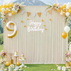 40x10ft Beige Backdrop Curtains for Parties Wedding Photo Wrinkle Free Polyester Photoshoot Curtains Drapes Backdrop for Birthday Baby Shower Graduation Stage Photography Background 8 Panels 5x10FT - Image 2