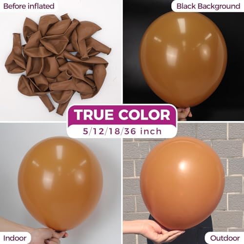 Bezente Brown Balloons Latex Party Balloons - 100 Pack 12 inch Round Helium Boho Neutral Coffee Dark Brown Balloons and Electric Balloon Pump Multiple - Image 2