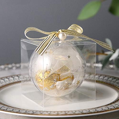 Lucky Monet 25/50/100 Packs Clear Gift Boxes, Clear PVC Plastic Boxes Transparent Packing Box Favor Square Boxes for Thanksgiving, Christmas, Wedding, Party, Birthday, Jewelry (4"x4"x4", 50 Pack) - Image 2