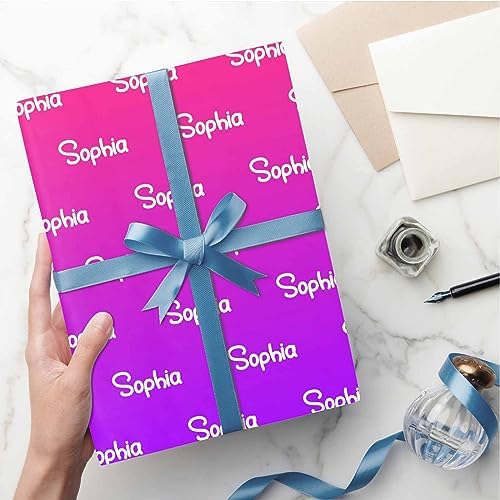 MyPupSocks Personalized Logo Wrapping Paper, Gradient Pink And Purple Custom Funny Name Wrapping Paper Roll for Boys Girls Baby Shower Anniversary Birthday Christmas Gift 58x23 Inch 5 Rolls - Image 5