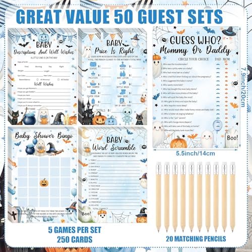 Patelai 321 Pcs Baby Shower Games Supplies, Blue Halloween - Image 3