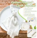Showgeous 30 Pack White Cloth Napkins with Fringe, 16x16 inch 100% Cotton - Image 5