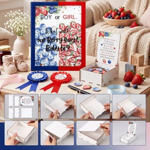 Strawberry Blueberry Gender Reveal Game Baby Shower Red Blue - Image 3