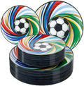 LIYH 60 Pcs World Cup Soccer Plastic Plates - Heavy Duty Disposable Plates for Global Soccer Themed Celebration Party Supplies 10.25" Dinner & 7.5" Dessert Plate by LIYHLoveinyourheart