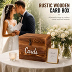 mwater Rustic Wooden Wedding Card Box with Lock（ 10×10×6 inches - Image 5
