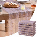 Artoid Mode 6Pcs Grayish Purple Gauze Gold Table Runner 10FT, Glitter Metallic Foil Sheer Dining Wedding Anniversary Holiday Table Decor for Home Party by ArtoidMode