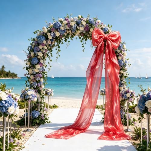 Giant Red Bow Decor, Christmas Tree Topper Bow, Oversized Hanging Bow with Long Streamers, Large Bow for Entrance Wall Backdrop Wedding Birthday Bridal Shower Home Decor Coquette Room Decor, 16 x 85in - Image 5