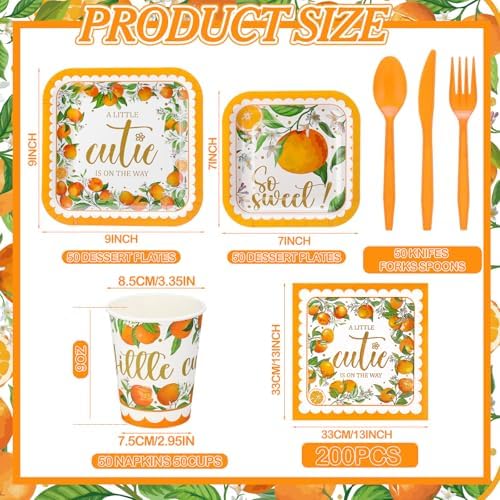 350 Pcs Little Cutie Paper Plate and Napkin Set Disposable Serve 50 - Image 3