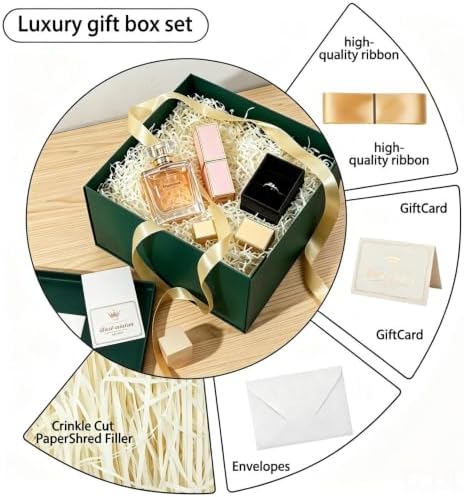 UoeRing 3 Pcs Large Gift Box Green 12x12x11 Inch with Lid - Image 2