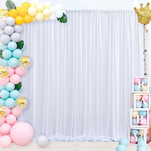 50x10ft White Backdrop Curtain for Wedding Parties Wrinkle Free Fabric White Drapes Backdrop Decoration for Baby Shower Birthday Photography Decoration 10 Panels, 5ft x 10ft - Image 3