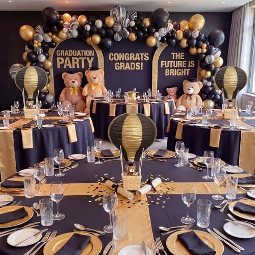 Meooeck 8 Sets Black and Gold Hot Air Balloon Table Centerpieces Decor - Image 6