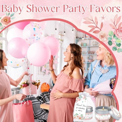 50Set Baby Shower Candle Party Favors Pink Flower Lavender Scented Candles Bulk Favors for Guests Girl Boy Baby Shower Gender Reveal Party Gifts (Pink Flower) - Image 4