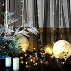 10×12ft Black Sheer Backdrop Curtains with Lights String for Parties Birthday Black Tulle Backdrop Curtain for Baby Shower Wedding Graduation Halloween Party Photo Shoot Decorations 2 Panels 5×12ft - Image 6