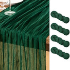 DeZerlor Emerald Green Cheesecloth Table Runners 4 Pack Christmas Runners by DeZerlor
