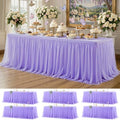 Wish Care 6 Pack Lavender Tulle Tablecloth for 8 Foot Rectangle Tables Stretch Fitted Rectangular Table Cloth Purple Wrinkle Free Ruffle Table Covers Tutu Skirt for Wedding Birthday Party Baby Shower by WishCare