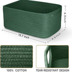 3 Pack Storage Baskets for Organizing, 13.7×9.5×6.3", Green - Image 3