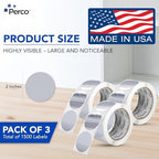 Perco Metallic Silver Perforated Round Circle Dot Sticker 2-Inch Labels — 3 Rolls, 1,500 Stickers - Asset Tags, Tech Labels & Modern Product Identification - Made in USA - Image 2