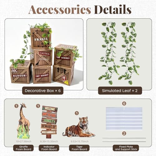 Safari Birthday Decorations 10x10x10 in Jungle Party Decor Boxes - Image 4