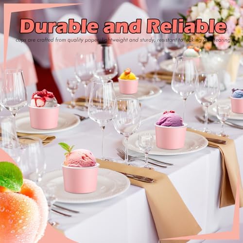 Jingmore Paper Ice Cream Cups 9oz Colored Disposable Dessert Bowls for Hot or Cold Party Food Cups for Birthday Baby Shower Easter Party Supplies(Pink,180 Pcs) - Image 3