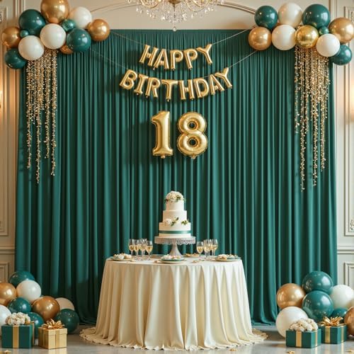 40x10ft Hunter Green Backdrop Curtains for Wedding Parties Wrinkle Free Photo Backdrop Drapes for Photography Birthday Baby Shower Soft Fabric Party Backgournd for Photoshoot 5x10ft, 8 Panels - Image 7