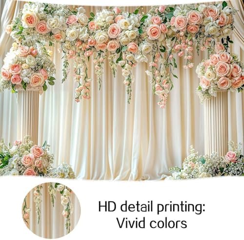 20X10FT Luxurious Castle Palace Wedding Photography Backdrop Pink Rose Floral Bridal Backdrop Anniversary Ceremony Background Girl Party Decorations Baby Shower Banner Mother's Day Photo Booth Props - Image 7