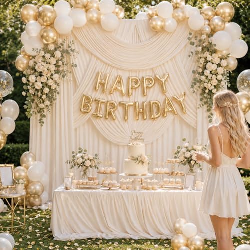 20ft x 10ft Beige Backdrop Curtains for Parties, 4 Panels 5ft x 10ft Wrinkle-Free Polyester Photo Backdrop Drapes for Wedding Birthday Baby Shower Graduation Photography Background - Image 7