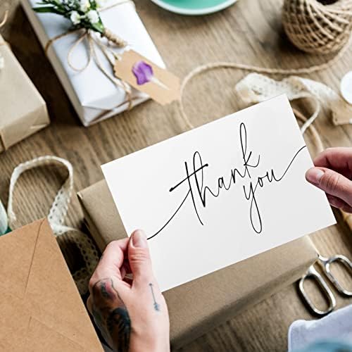 Teling 200 Set Thank You Cards with Envelopes Bulk, 6 x 4 Inch Blank Thank U Greeting Notes with Brown Kraft Envelopes Stickers Thankyou Card Set for Graduation Wedding Birthday Baby Shower(White) - Image 6
