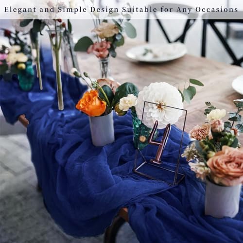 10FT 20 Pack Royal Blue Cheesecloth Table Runner 20 x 120 Inch Long Rustic Gauze Cheese Cloth Table Runner for Wedding Bridal Baby Shower Table Decorations Boho Fabric Sheer Birthday Party Table Decor - Image 7