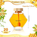 Sunnyray 30 Pcs Glass Honey Jar with Dipper Hexagonal for Party Gift, 220ml - Image 2