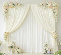 16x10FT Cream White Backdrop Curtain for Wedding Parties, Wrinkle Free Polyester Photography Backdrop Drapes for Wedding Baby Shower Birthday Parties Stage Background Stand Decorations 4x10ft,4 Panels by Partisky